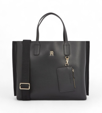 Tommy Hilfiger Bolso satchel con monograma TH y monedero negro