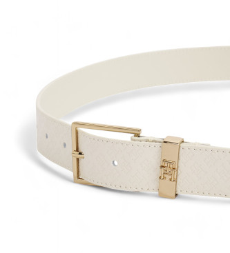 Tommy Hilfiger Beige TH leren riem met monogram