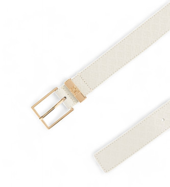 Tommy Hilfiger Beige TH leren riem met monogram