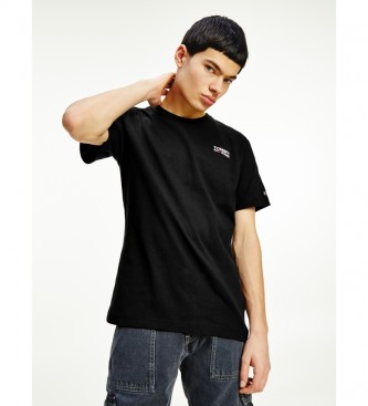 Tommy Hilfiger T-shirt nera con scollo a C con logo Regular Corp TJM
