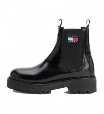 Tommy Jeans Bottines Urban Chelsea en cuir noir - hauteur de la plate-forme + talon : 4,5 cm