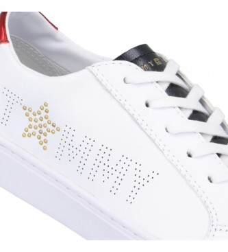 Tommy Hilfiger Sneakers Star in pelle metallizzata bianca