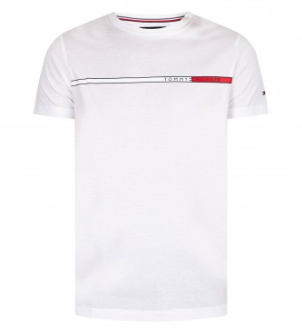 Tommy Hilfiger T-shirt à rayures bicolores sur la poitrine, blanc