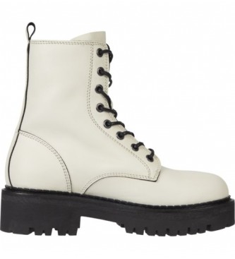 Tommy Jeans Urban Piping white leather ankle boots