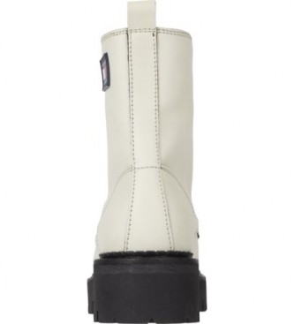 Tommy Jeans Urban Piping white leather ankle boots