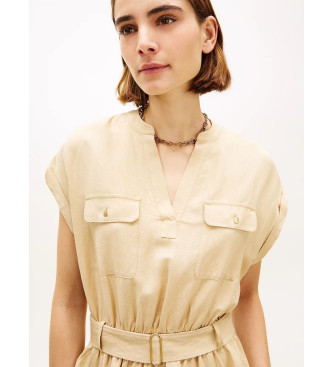 Tommy Hilfiger Kort skjortekjole med beige b�lte