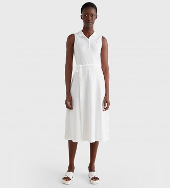 Tommy Hilfiger Fit & Flare Midi Polo Dress Ns white
