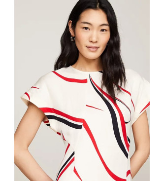 Tommy Hilfiger Midi dress with white ribbons and flared cut