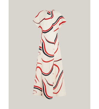 Tommy Hilfiger Midi dress with white ribbons and flared cut