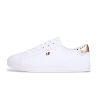 Tommy Hilfiger Witte canvas sportschoenen met metallic hak