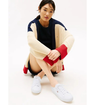 Tommy Hilfiger Witte canvas sportschoenen met metallic hak