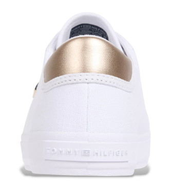 Tommy Hilfiger Witte canvas sportschoenen met metallic hak