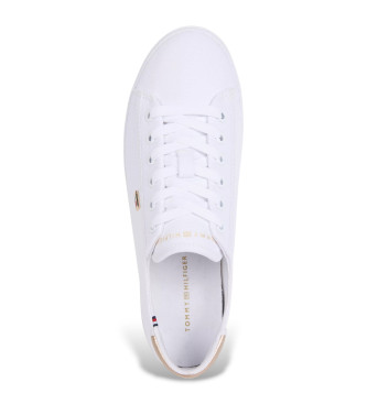 Tommy Hilfiger Witte canvas sportschoenen met metallic hak