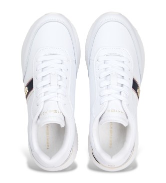 Tommy Hilfiger Leder-Sneakers mit TH-Monogramm-Logo wei
