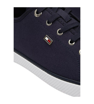 Tommy Hilfiger Płócienne buty sportowe z emaliowanym logo w kolorze granatowym