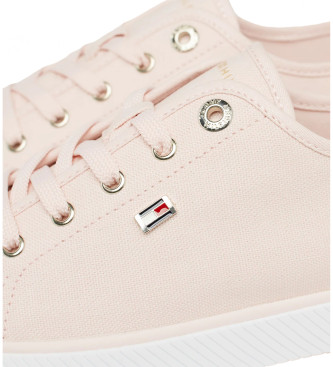 Tommy Hilfiger Zapatillas de lona con logo esmaltado rosa