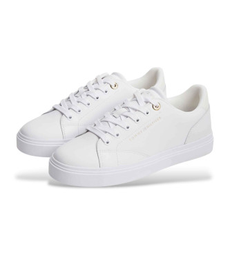 Tommy Hilfiger Witte leren sportschoenen met metallic logo