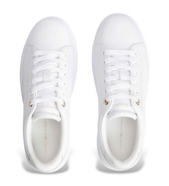 Tommy Hilfiger Witte leren sportschoenen met metallic logo