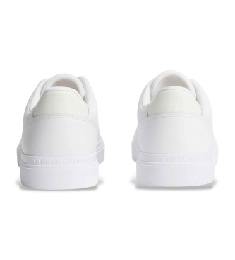 Tommy Hilfiger Witte leren sportschoenen met metallic logo