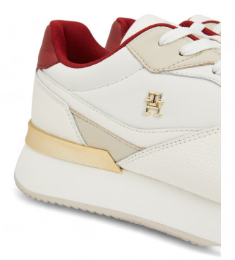 Tommy Hilfiger Białe skórzane buty na platformie z monogramem