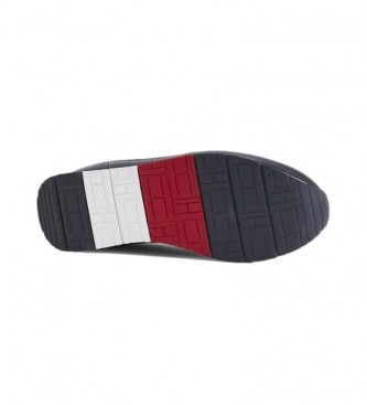 Tommy Hilfiger Sneaker Essential Runner Stripes in pelle blu navy