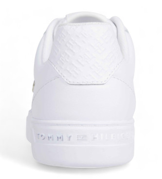 Tommy Hilfiger Essential TH Monogram usnjene športne copate bele barve