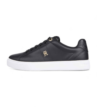 Tommy Hilfiger Essential TH Monogram leather trainers black