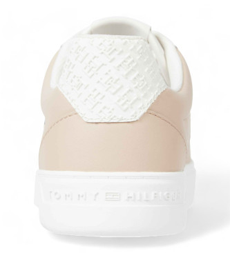 Tommy Hilfiger Essential TH Monogram usnjeni čevlji roza barve