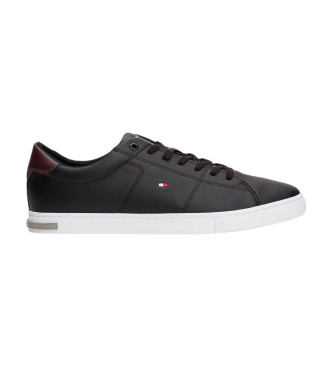 Tommy Hilfiger Gevulkaniseerd Essential Leather Sneakers in zwart leer