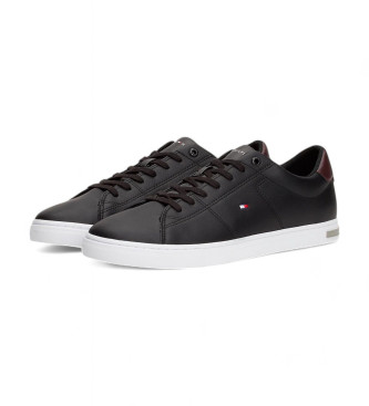 Tommy Hilfiger Vulkanisierte Essential Leather Sneakers aus schwarzem Leder