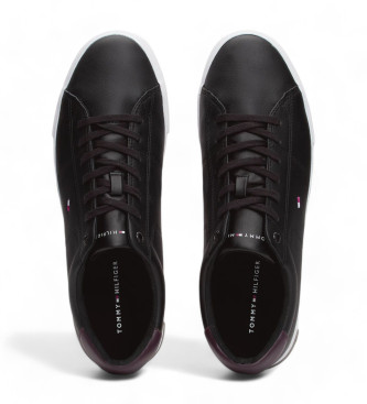 Tommy Hilfiger Vulkanisierte Essential Leather Sneakers aus schwarzem Leder