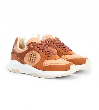Tommy Hilfiger Brown leather running shoes with lining