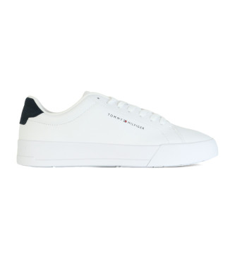 Tommy Hilfiger White grained leather trainers with white logo
