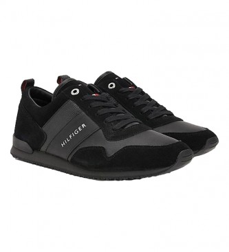 Tommy Hilfiger Iconic lder ruskind Mix Runner Black Sneakers