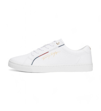 Tommy Hilfiger Signature Leder-Sneakers wei 