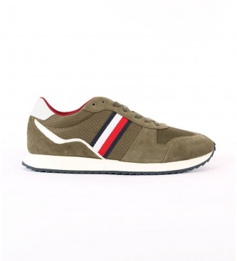 Tommy Hilfiger Leather trainers with distinctive green ribbon
