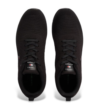 Tommy Hilfiger Signatur: Schwarze gestrickte Turnschuhe