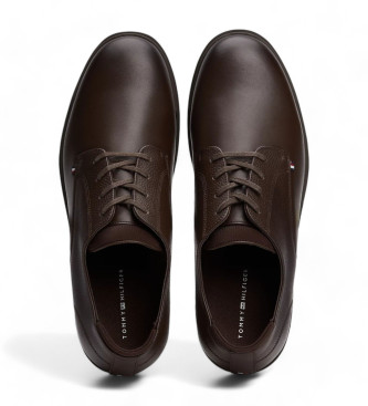 Tommy Hilfiger Bruine leren derby schoenen