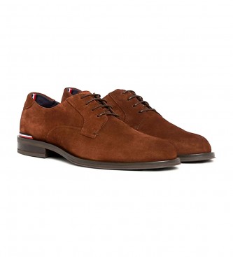 Tommy Hilfiger Brown Derby Signature Leather Shoes