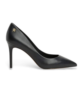 Tommy Hilfiger Scarpe col tacco in pelle nera con monogramma