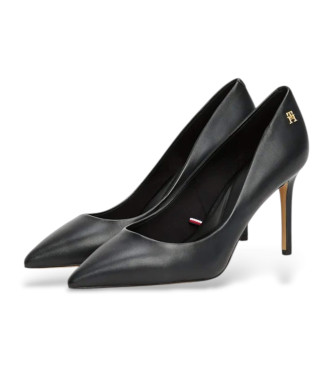 Tommy Hilfiger Scarpe col tacco in pelle nera con monogramma