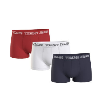 Tommy Jeans Pack de 3 boxers com logtipo azul-marinho, branco e vermelho