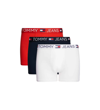 Tommy Jeans Zestaw 3 bokserek Trunk biały, granatowy, czerwony