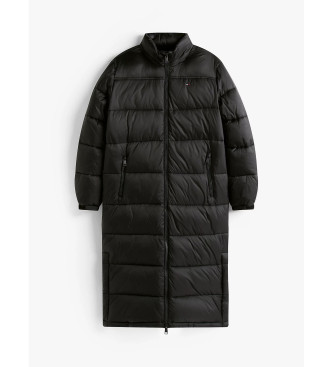 Tommy Jeans Abrigo acolchado largo con capucha negro