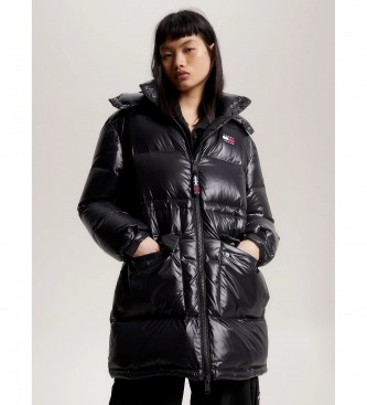 Tommy Jeans Alaska quilted midi coat black