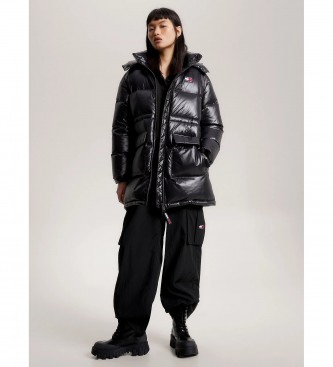 Tommy Jeans Alaska quilted midi coat black