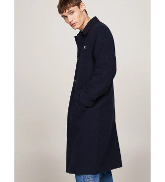 Tommy Jeans Cappotto in lana dal taglio lungo navy