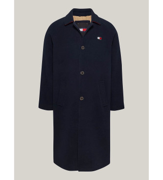 Tommy Jeans Cappotto in lana dal taglio lungo navy