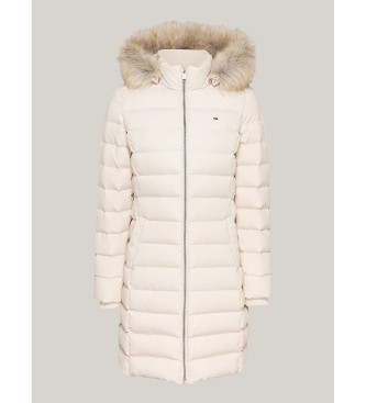 Tommy Jeans Down coat with hood and beige piping