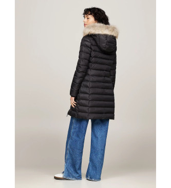 Tommy Jeans Hooded down coat with black trim and black piping